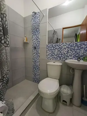 a bathroom with a toilet and a sink at Apartamentos en Sabanilla, Colombia -Tu Escapada Ideal! in Maizal