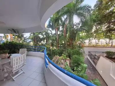 a balcony with a view of a garden at Great Apartment With Private Pool in Cartagena de Indias