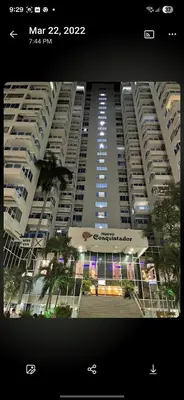 a picture of a large apartment building at night at El Laguito Apto Edf Nuevo Conquistador in Cartagena de Indias