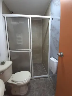 a bathroom with a toilet and a shower at Hermoso apartamento loft en la ciudad amurallada de cartagena 1 in Cartagena de Indias