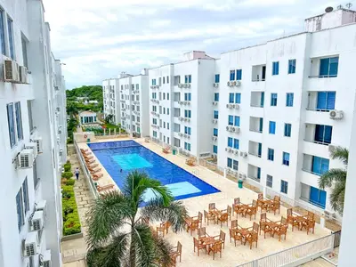 an overhead view of a swimming pool in a building at Palo Rosa Caribe 202 in Coveñas