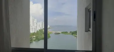 a view of a river from a window at Apartamento Tres Carabelas El Laguito in Cartagena de Indias