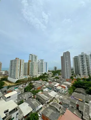 an aerial view of a city with tall buildings at Entrelagos beautiful apartment in Cartagena de Indias
