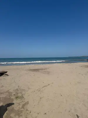 a person standing on a beach with the ocean at Cabaña 8 personas frente al mar con deck privado in Moñitos