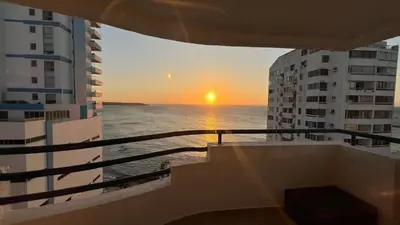 a view of the ocean from the balcony of a building at Apartamento Marina del Rey 1101 in Cartagena de Indias
