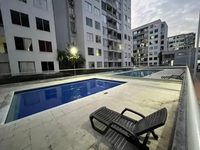 a swimming pool in the middle of a building at El encanto de Cartagena in Cartagena de Indias