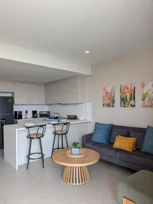 a living room with a couch and a table at Manzanillo Morros Kai 526 in Cartagena de Indias