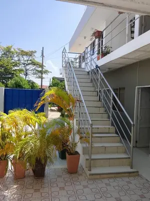 a staircase on the side of a building with plants at Hotel Pesquera rincon berrugas in Berrugas