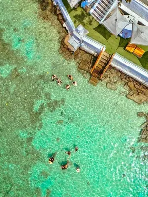 a group of people swimming in the water at apartamentos amoblados o hotel en Cartagena para arriendo por día desde 330 mil pesos hasta 600 mil mil pesos colombianos in Cartagena de Indias