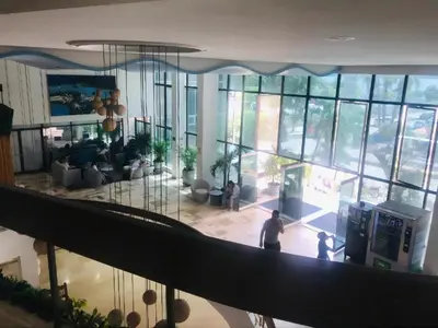 an overhead view of a lobby with people in a building at Cartagena Sotavento Laguito in Cartagena de Indias