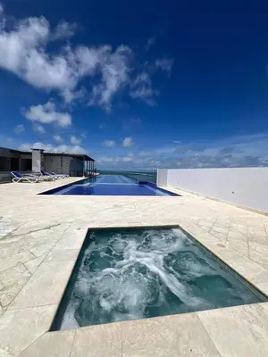 a swimming pool on the roof of a building at OceanDrive509 in Cartagena de Indias