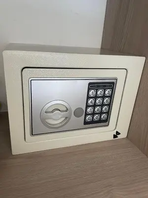 a microwave oven with its door open on a shelf at BEACH FRONT Condo walking to centro and beach 2BD in Cartagena de Indias