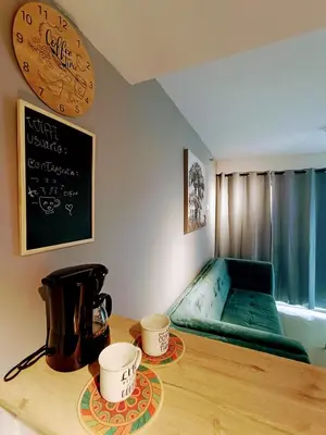 a room with a table with two cups on it at Apartamento en Cartagena cerca al Mar in Cartagena de Indias