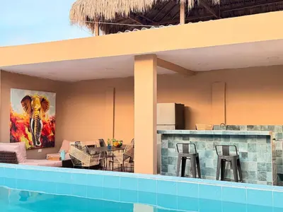 a view of a house with a swimming pool at Casa Mercedes Cartagena in Cartagena de Indias