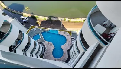 an aerial view of a pool on a cruise ship at Vista al Mar desde tu balcón Torres del Lago Cartagena in Cartagena de Indias