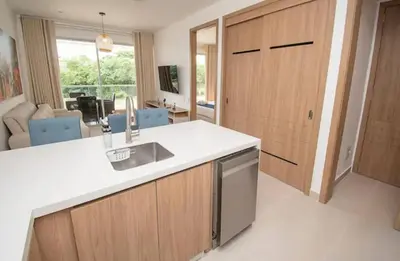 a kitchen with a sink and a counter top at Exclusivo Apartamento en Cartagena, Baia Kristal, Zona Kabo in Cartagena de Indias