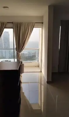 a room with a large window with a view at Apartamento en Torices in Cartagena de Indias