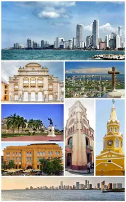 a collage of photos of cities and buildings at Hotel Fegali Art Boutique in Cartagena de Indias