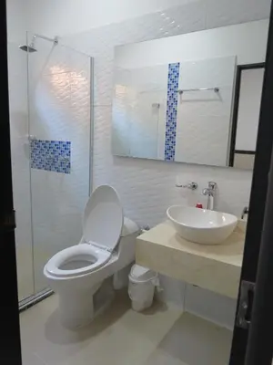 a bathroom with a toilet and a sink at Hotel Sofichic Barranquilla in Barranquilla