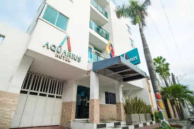 a view of theania hotel from the street at Hotel Aquarius in Barranquilla