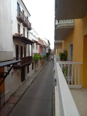 an empty street in a city with buildings at Apartamento centro historico in Cartagena de Indias