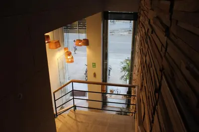 a view from the hallway of a house with a balcony at Hotel Hausen in Lorica