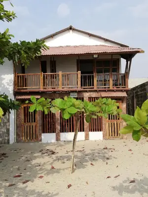 a house on the beach with a tree in front of it at Casa Madrigueña in Rincón
