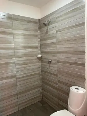 a bathroom with a toilet and a shower at Casa Vecchio in Cartagena de Indias