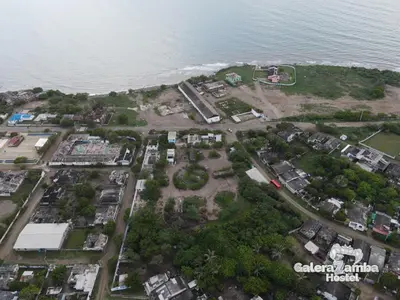 an aerial view of a park next to the ocean at Galerazambahostal in Galerazamba