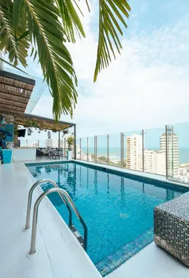 a swimming pool on the roof of a building at Hotel Zi One Luxury in Cartagena de Indias