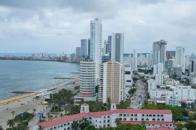 a view of a city with a beach and buildings at OCEAN VIEW SPACIOUS PENTHOUSES WITH BIG TERRACES AND OVER 318 Square Meters in Cartagena de Indias