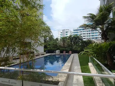 a swimming pool in the middle of a building at Edificio Morros Vitri in Cartagena de Indias