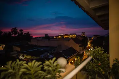 a view of a city at night with lights at Townhouse Boutique Hotel in Cartagena de Indias