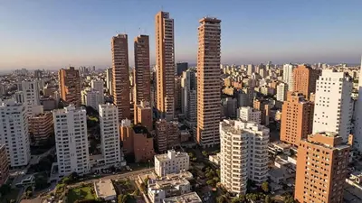 an aerial view of a city with tall buildings at Apartamentos Oceana - Cerca al Buenavista by SOHO in Barranquilla
