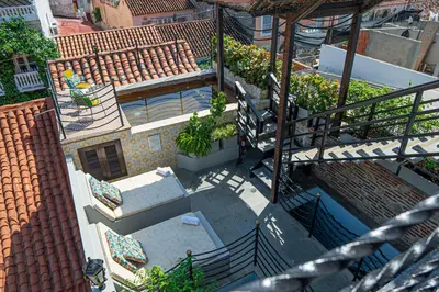 an overhead view of a house with a roof at Hotel Monaguillo de Getsemaní in Cartagena de Indias