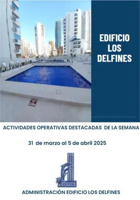a flyer with a picture of a pool in a city at Arriendos Yeny in Cartagena de Indias