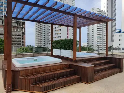 a gazebo with a hot tub on a rooftop at GIO hotel Tama Cartagena in Cartagena de Indias