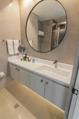 a bathroom with a sink and a mirror at Sonesta Hotel Cartagena in Cartagena de Indias