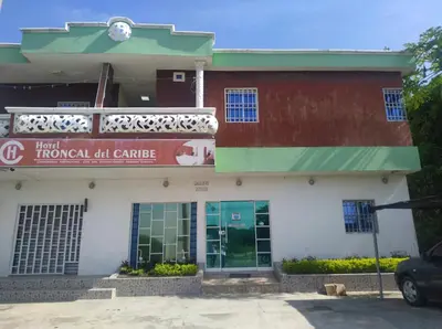 a front view of the funeral tab centre at Hotel Troncal Del Caribe in Ciénaga