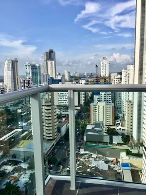 a view of a city from the balcony of a building at Luxury Infinitum in Cartagena de Indias