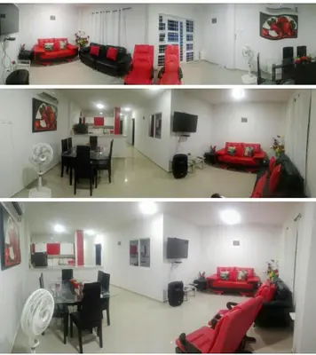 two pictures of a living room and a dining room at La Roca Coveñas Apartamentos in Coveñas
