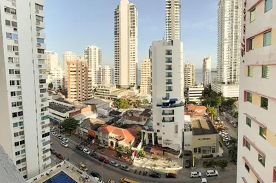 an aerial view of a city with tall buildings at Hermoso Apartamento en Bocagrande-Cartagena in Cartagena de Indias