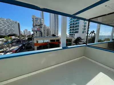 a balcony with a view of a city at Vista Al Mar, Aire Acondicionado en Todo el Apto, Wi-Fi, Parqueadero in Cartagena de Indias