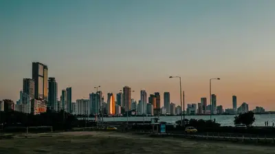 a city skyline with skyscrapers in the distance at Casa Amanzi Cartagena by Bernalo Hotels in Cartagena de Indias