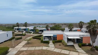 an aerial view of a row of houses at Marina Puerto Velero in Tubará