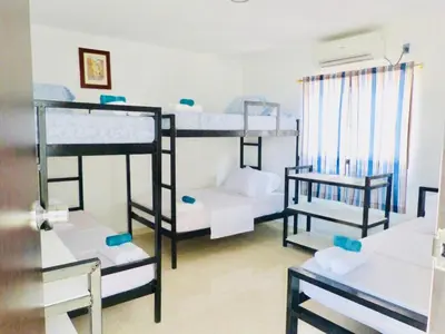 a room with four bunk beds in it at host Casa Don Arturo in Santa Marta