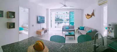 a living room with a couch and a living room at Cartagena Morros 3 Playa in Cartagena de Indias