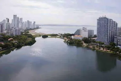 a view of a river in a city with buildings at IV 2 bedroom apartment in Cartagena de Indias