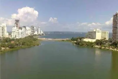 a large body of water in front of a city at IV 2 bedroom apartment in Cartagena de Indias