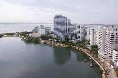 a large body of water in a city with buildings at IV 2 bedroom apartment in Cartagena de Indias